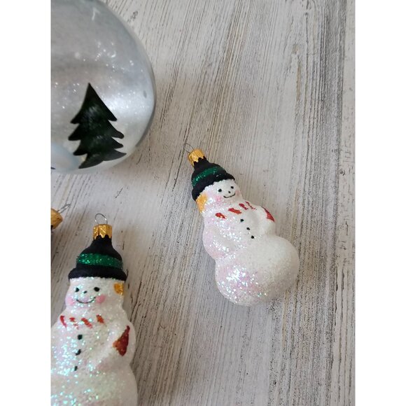 Glitter glass snowman ball ornament set Xmas tree full ornament - Picture 2 of 8